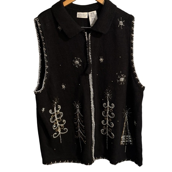 White Stag Women’s Plus Size Holiday Sweater Vest Zip Up Sz 18W/20W beaded - Picture 2 of 12